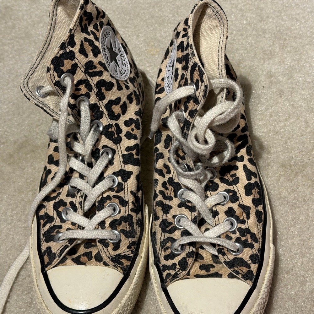 Leopard Print High-Top Sneakers